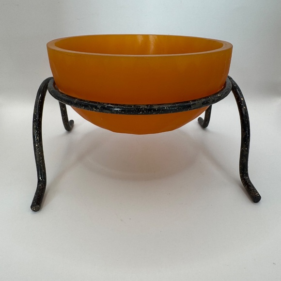 Martha Sturdy amber acrylic bowl in metal stand. Rare artist marked piece. - Picture 3 of 12